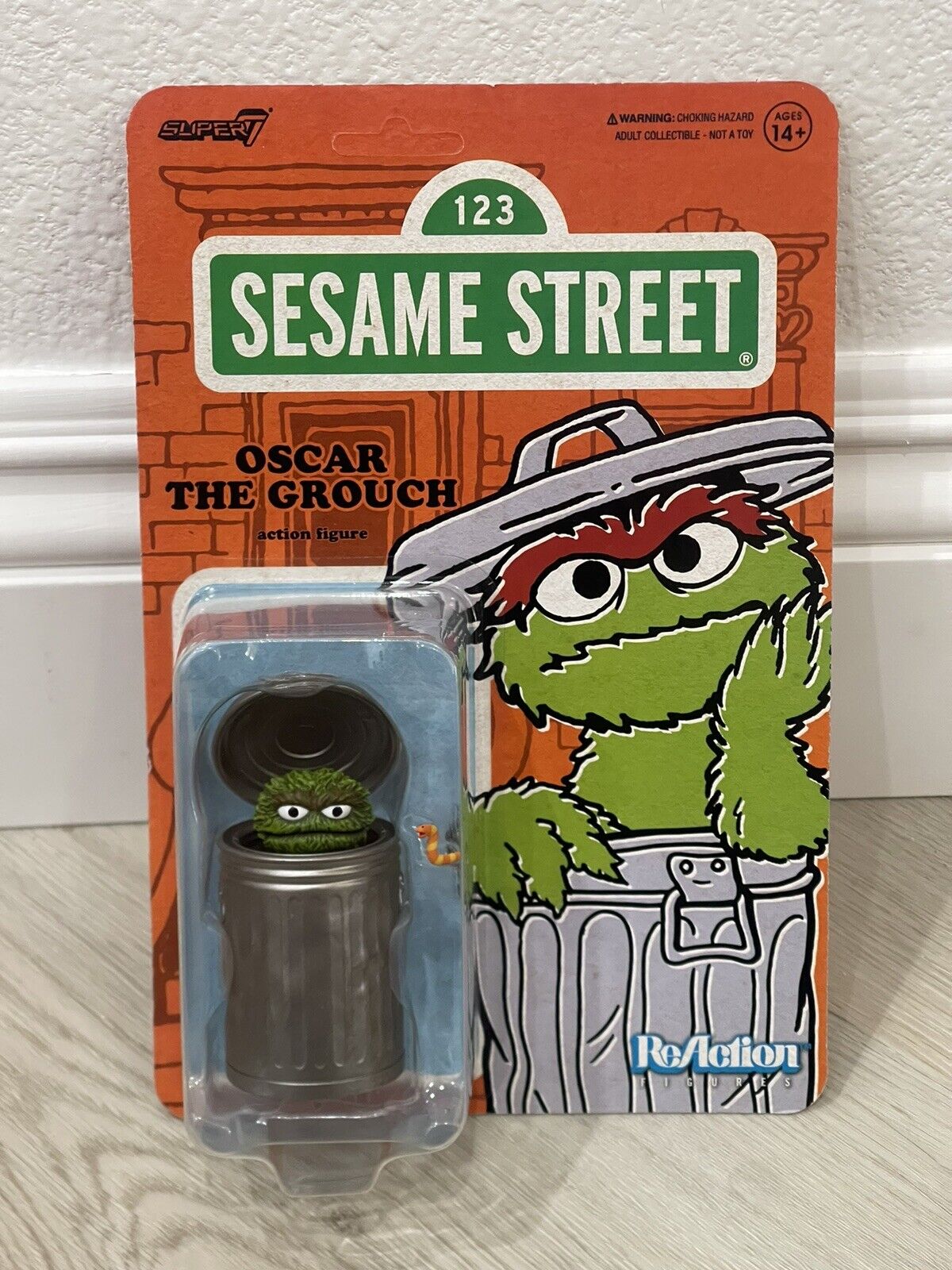 Oscar The Grouch Sesame Street 1,2,3 Super 7 Reaction Action Figure