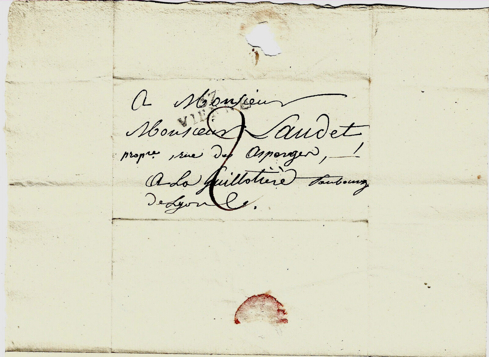 1815 Letter Vienna IN Lyon Guillotière Guignard IN Laudet Stamp Postal 87 Vienna