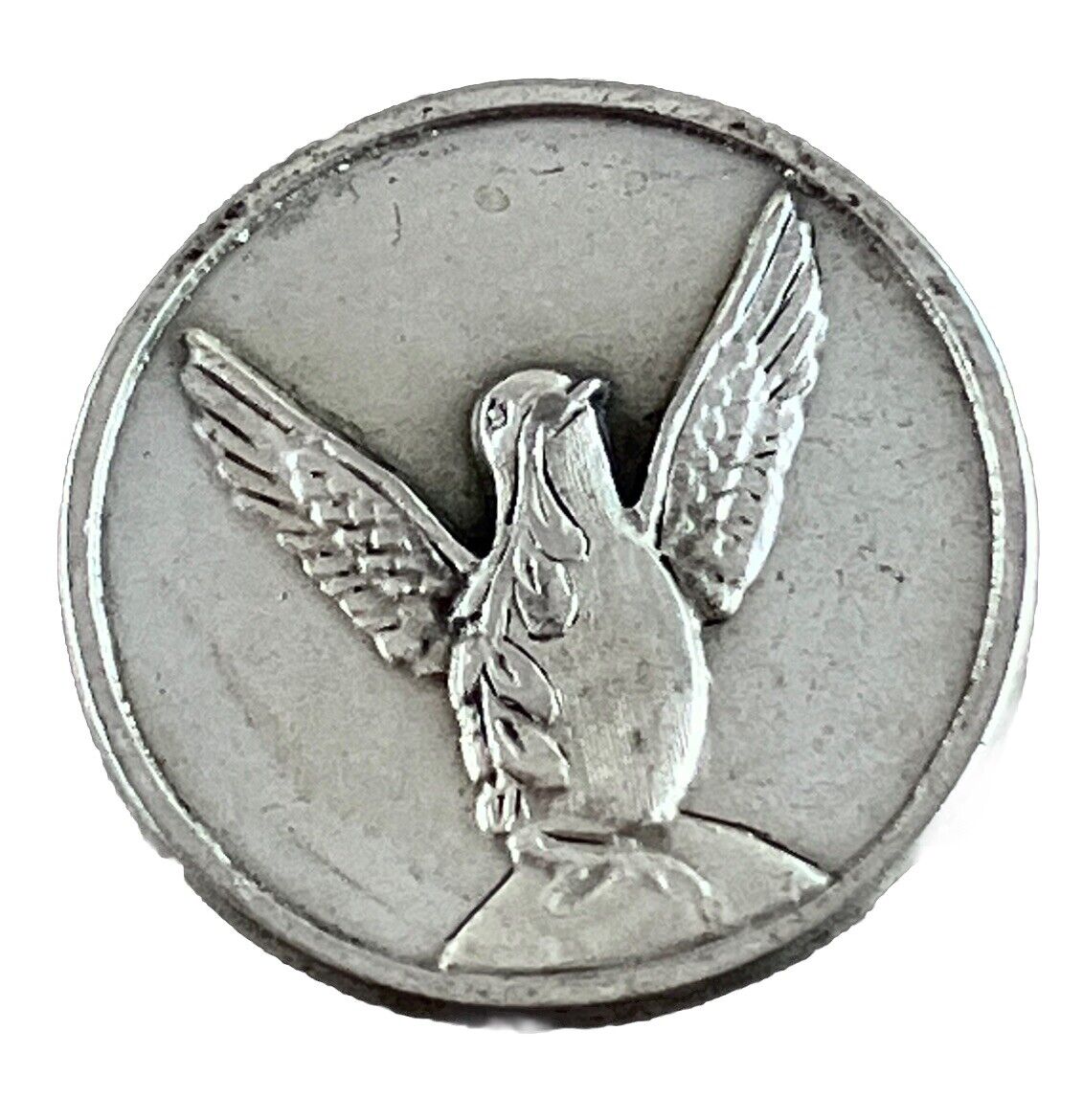 Vintage Catholic Holy Spirit Pocket Token Silver Tone Religious Medal