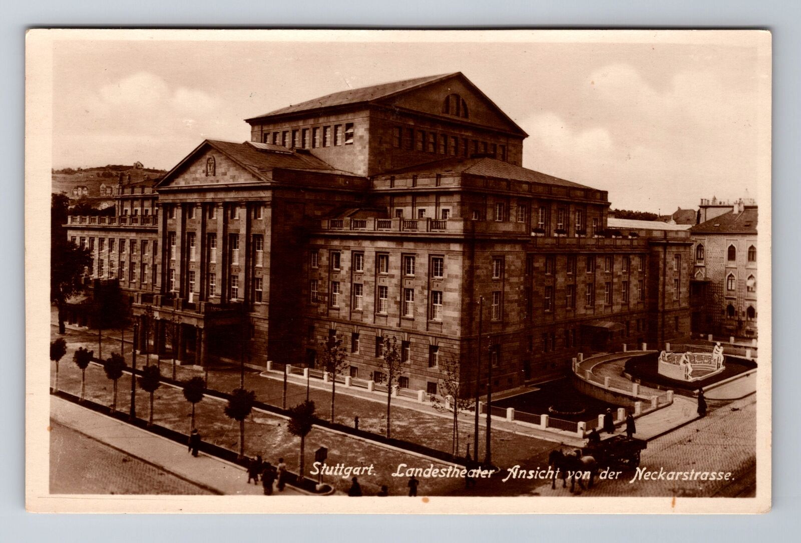 RPPC-Stuttgart Germany, Landestheater Ansicht von der Vintage Postcard
