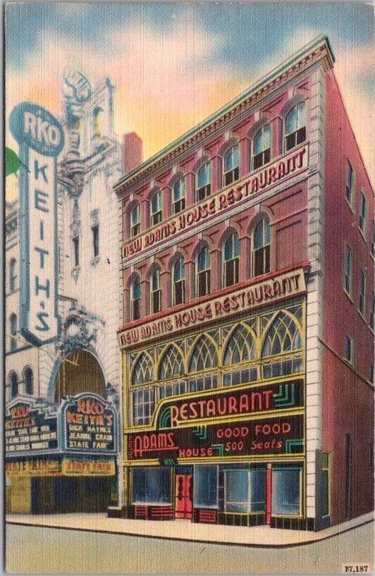 BOSTON Massachusetts Postcard ADAMS HOUSE RESTAURANT / Colourpicture Linen 1940s