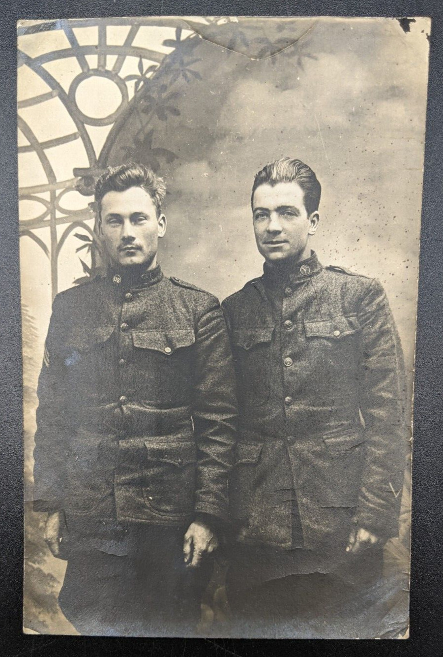Vintage French RPPC Real Photo Postcard Handsome French Soldiers