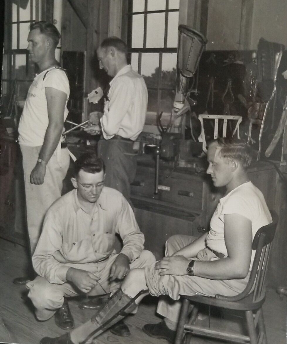 Post WW2 Era U.S. Army Soldiers Getting Fitted For Braces PHOTO ~ Ft Bragg, NC