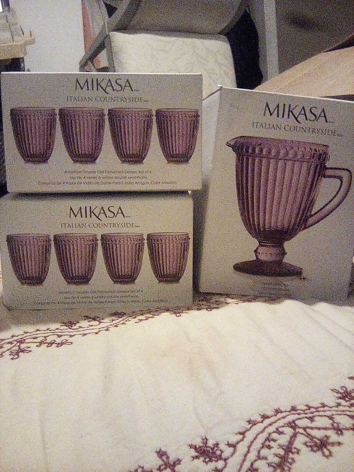 Mikasa Amethyst Italian Countryside Pitcher & Cup Set 8 Cups
