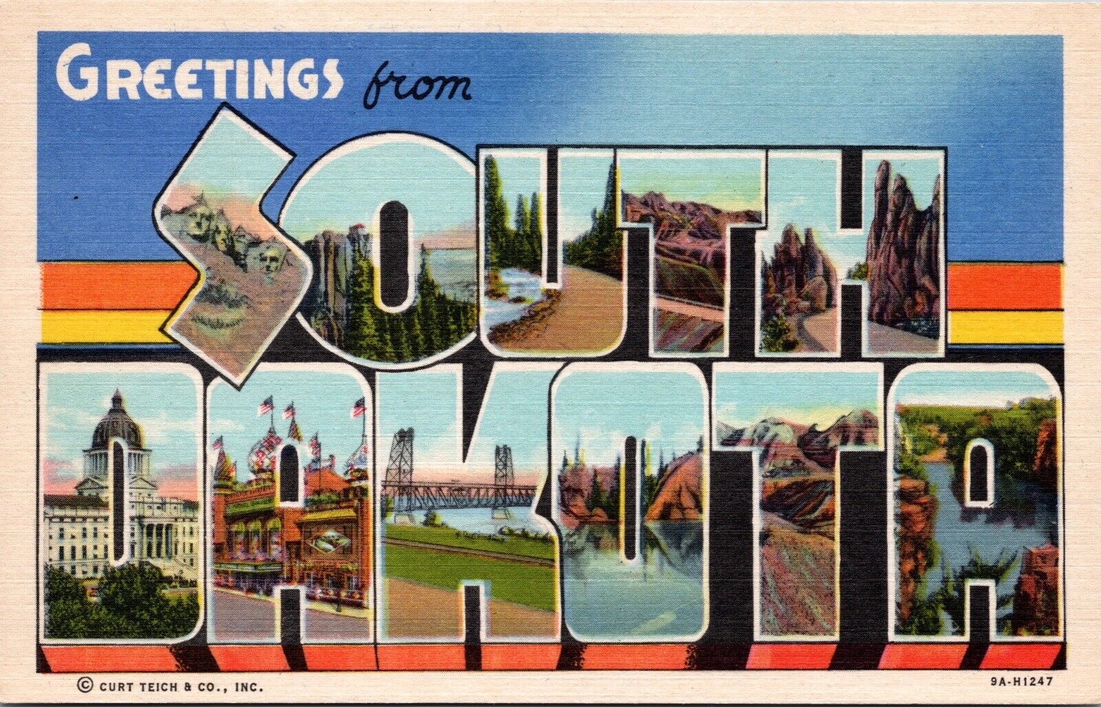 Vintage Postcard Large Letter Greetings from South Dakota SD