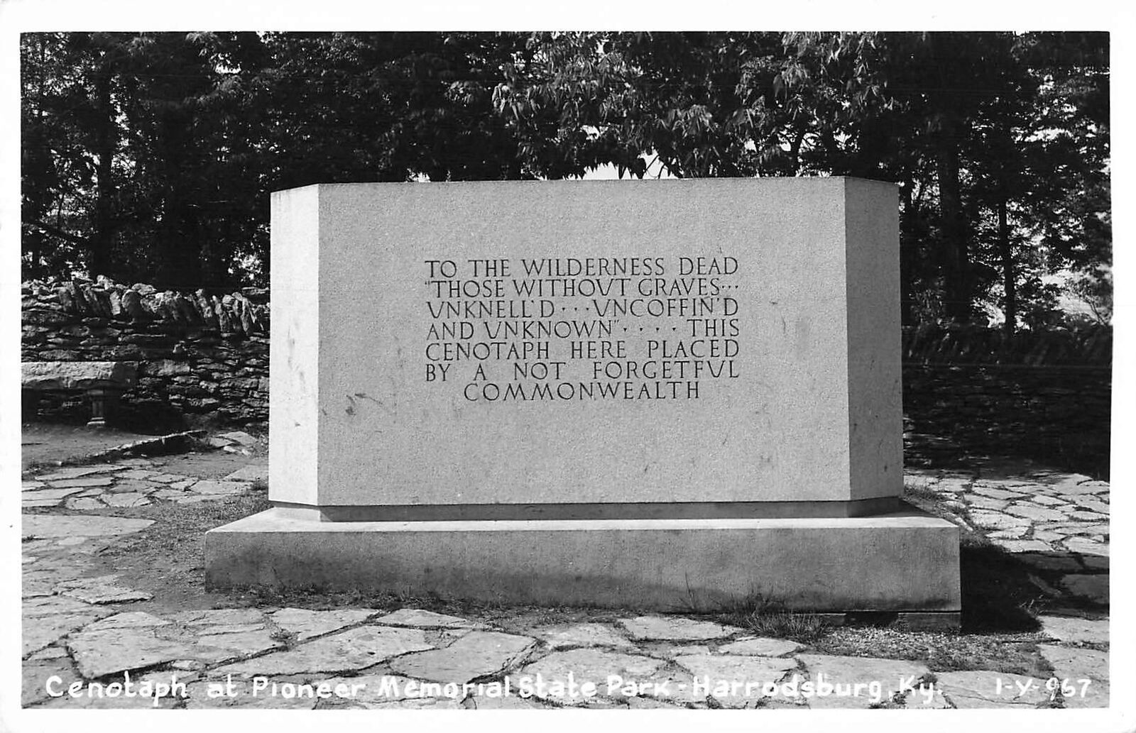 RPPC Cenotaph Pioneer Memorial State Park Harrodsburg KY Real Photo Postcard