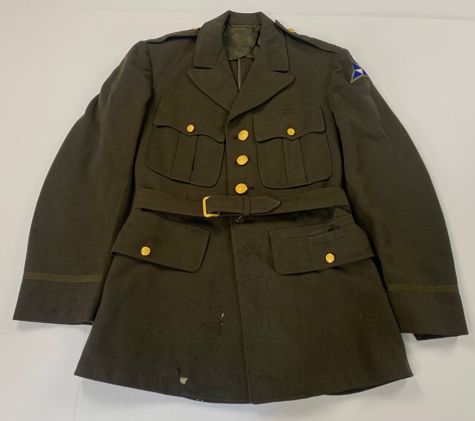 VTG 1942 WWII Regulation Army Officer's Wool Overcoat Short Style Coat