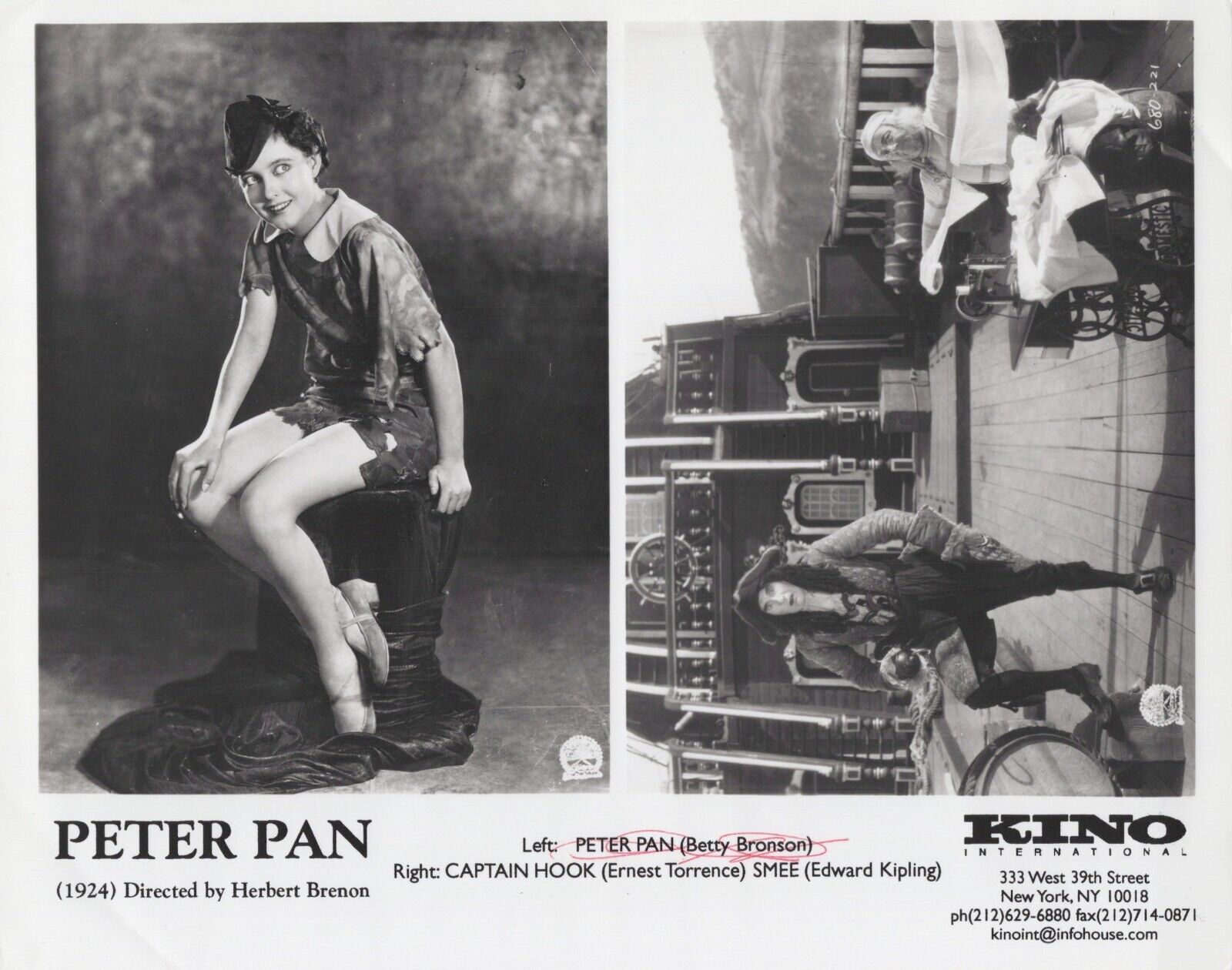 Betty Bronson + Ernest Torrence + Edward Kipling in Peter Pan 1990s Photo K 158