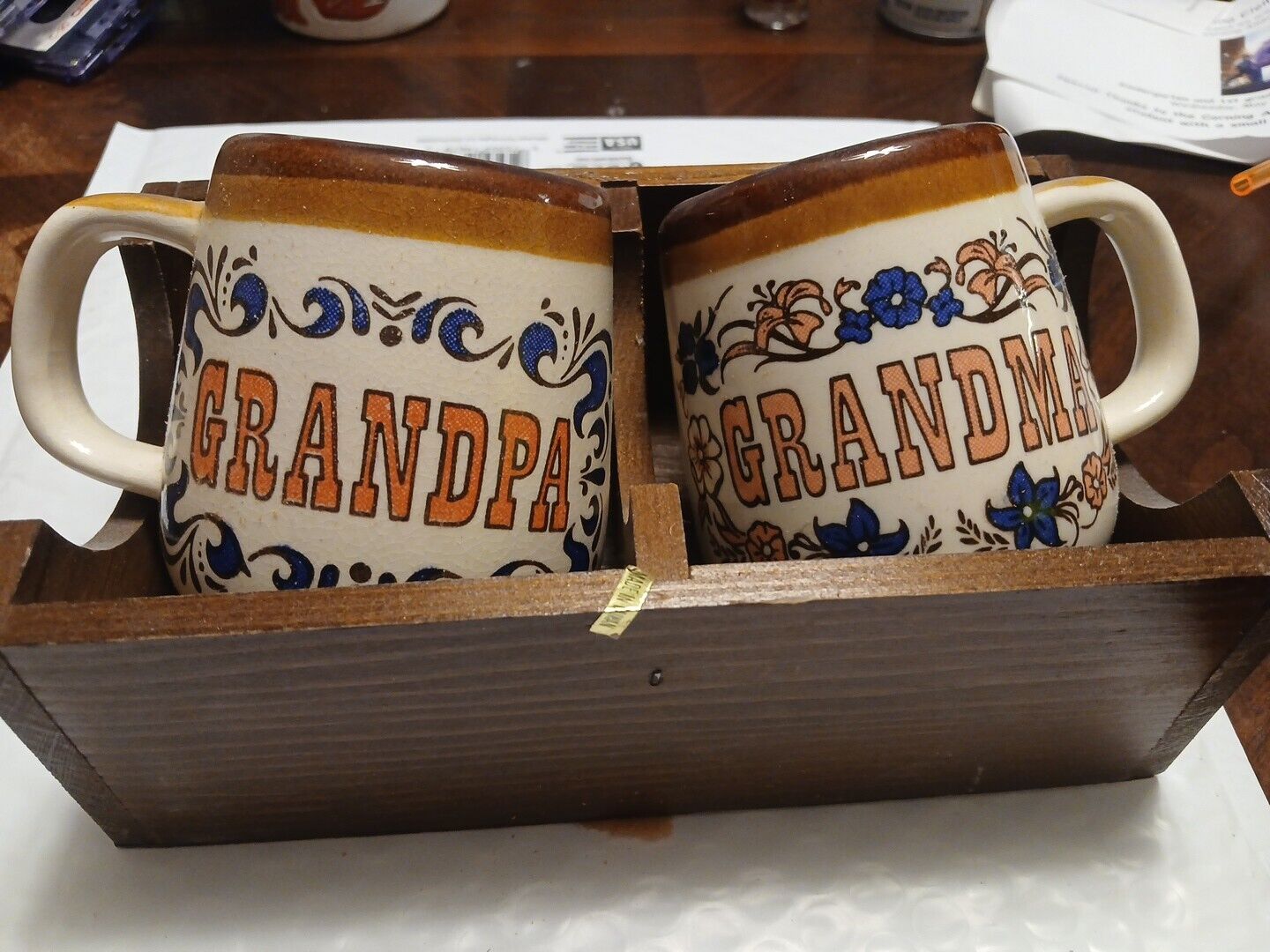 1988 Vintage grandma And Grandpa Coffee mug-boho-brown Matching Mugs. 