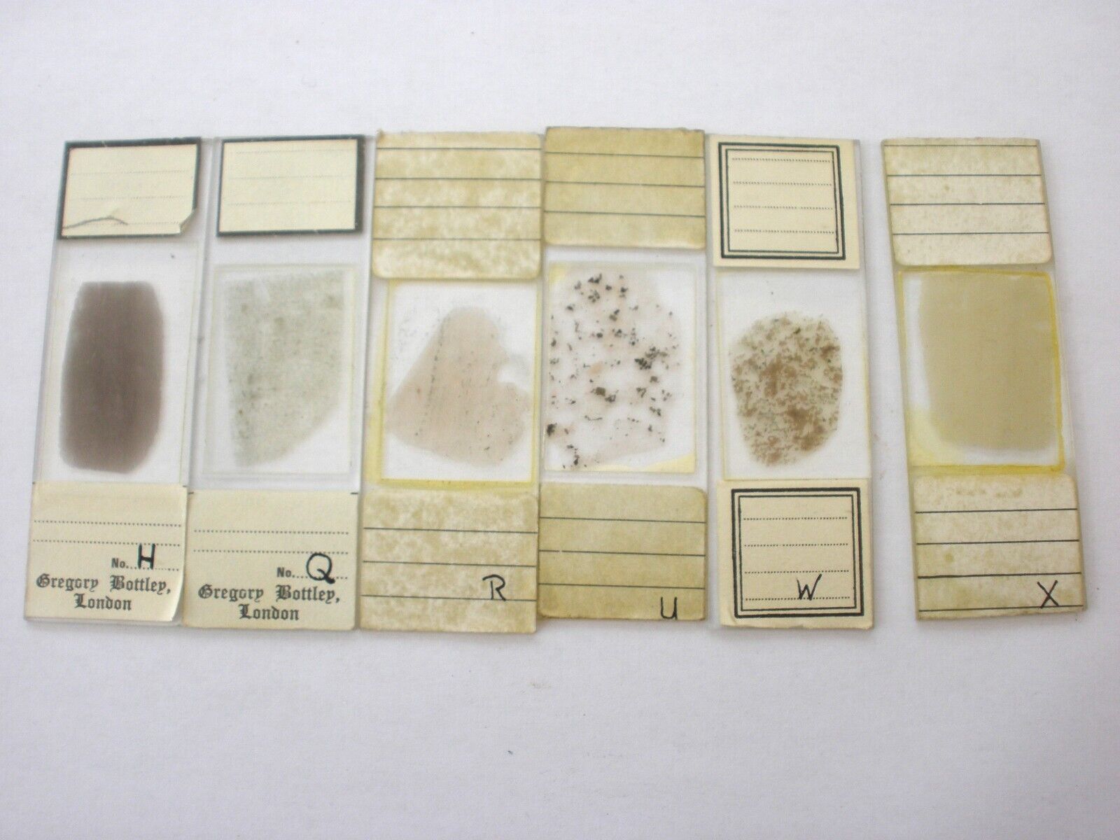 6 Antique/Vintage  Microscope  Slides. Petrology  by Gregory and Bottley.