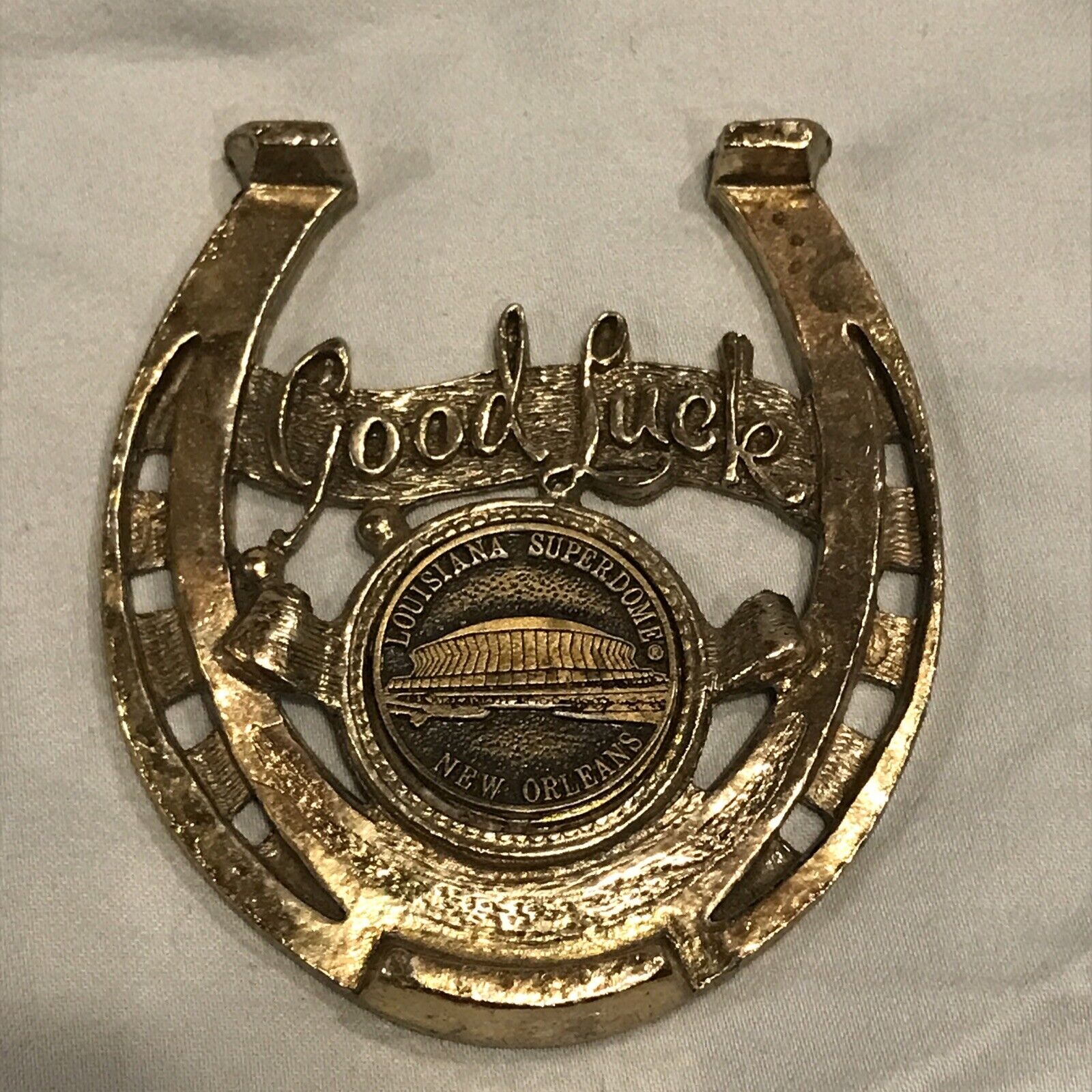 Vintage Good Luck Horseshoe Louisiana superdome new orleans Paper Weight 