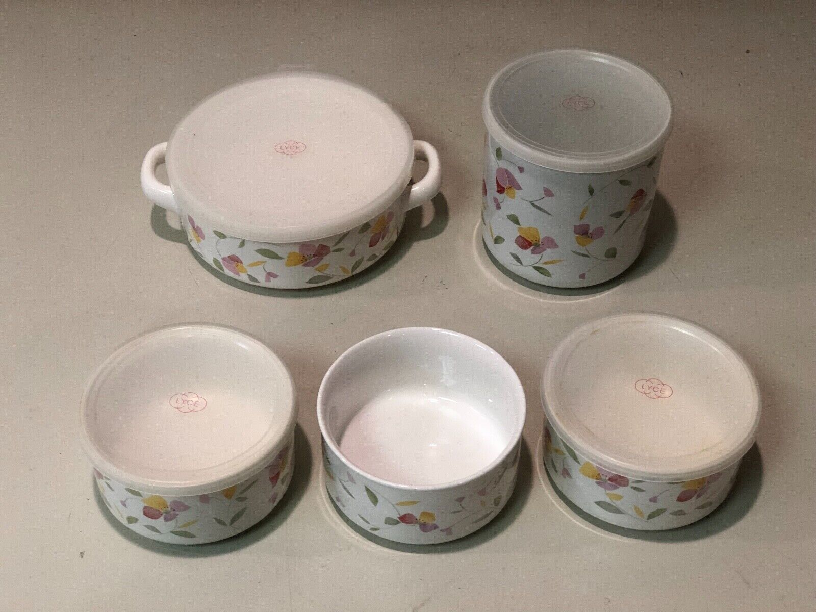 Vintage Zojirushi Ceramic Bowl/Container Set of 5 with Lid - Made in Japan
