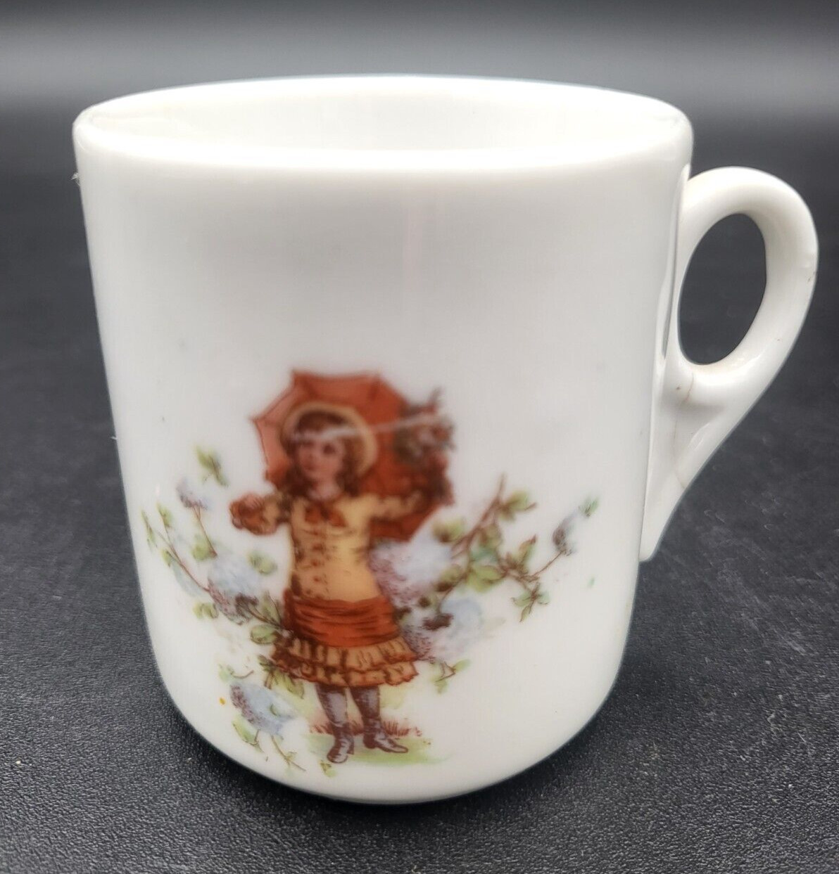 Vintage baby child mug cup Victorian girl umbrella                       73