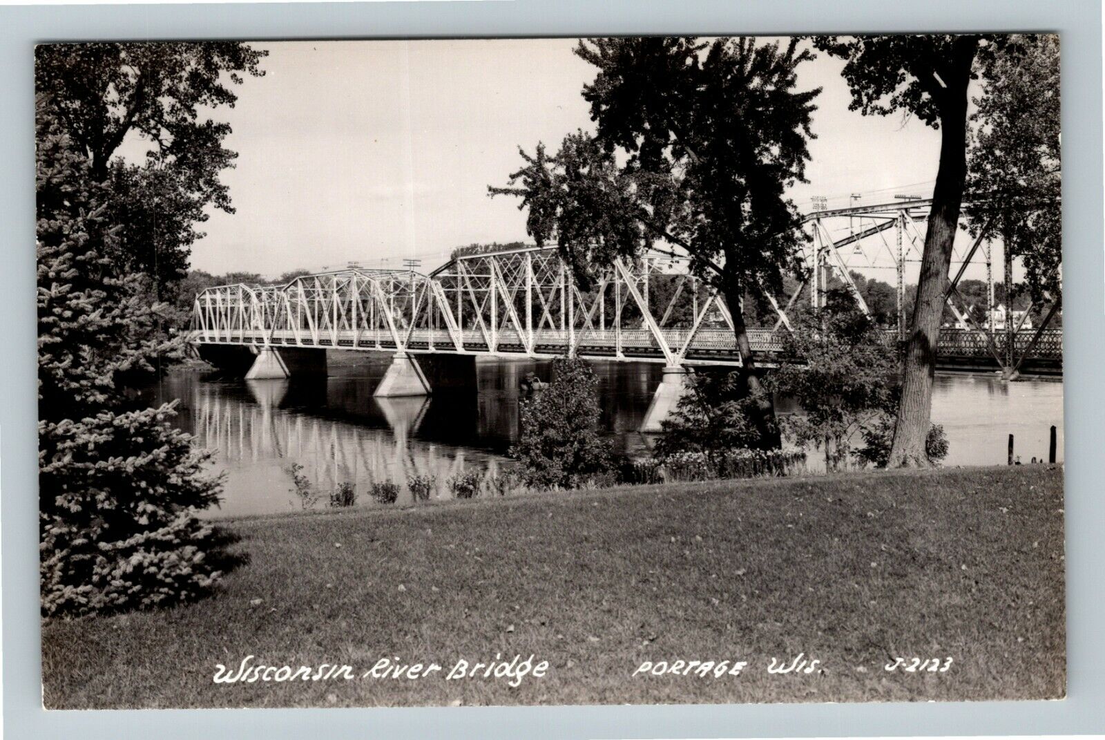 RPPC Portage WI-Wisconsin, Wisconsin River Bridge, Real Photo Vintage Postcard