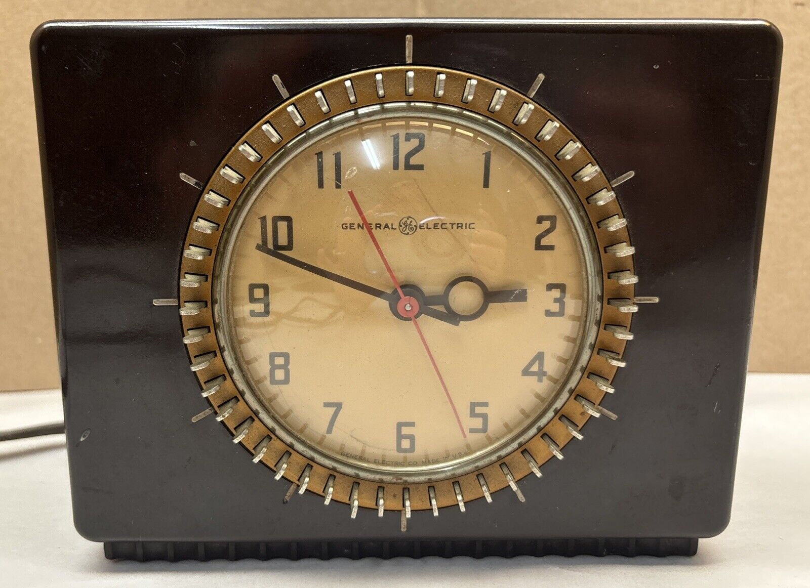 Old Vtg 1930\'s GE GENERAL ELECTRIC BakeLite Mantle Electric Clock-WORKS