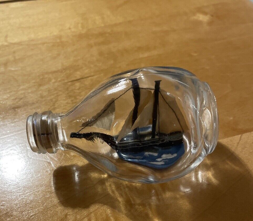 Vintage Ship In A Bottle / Boat In A Bottle dimple pinch shape