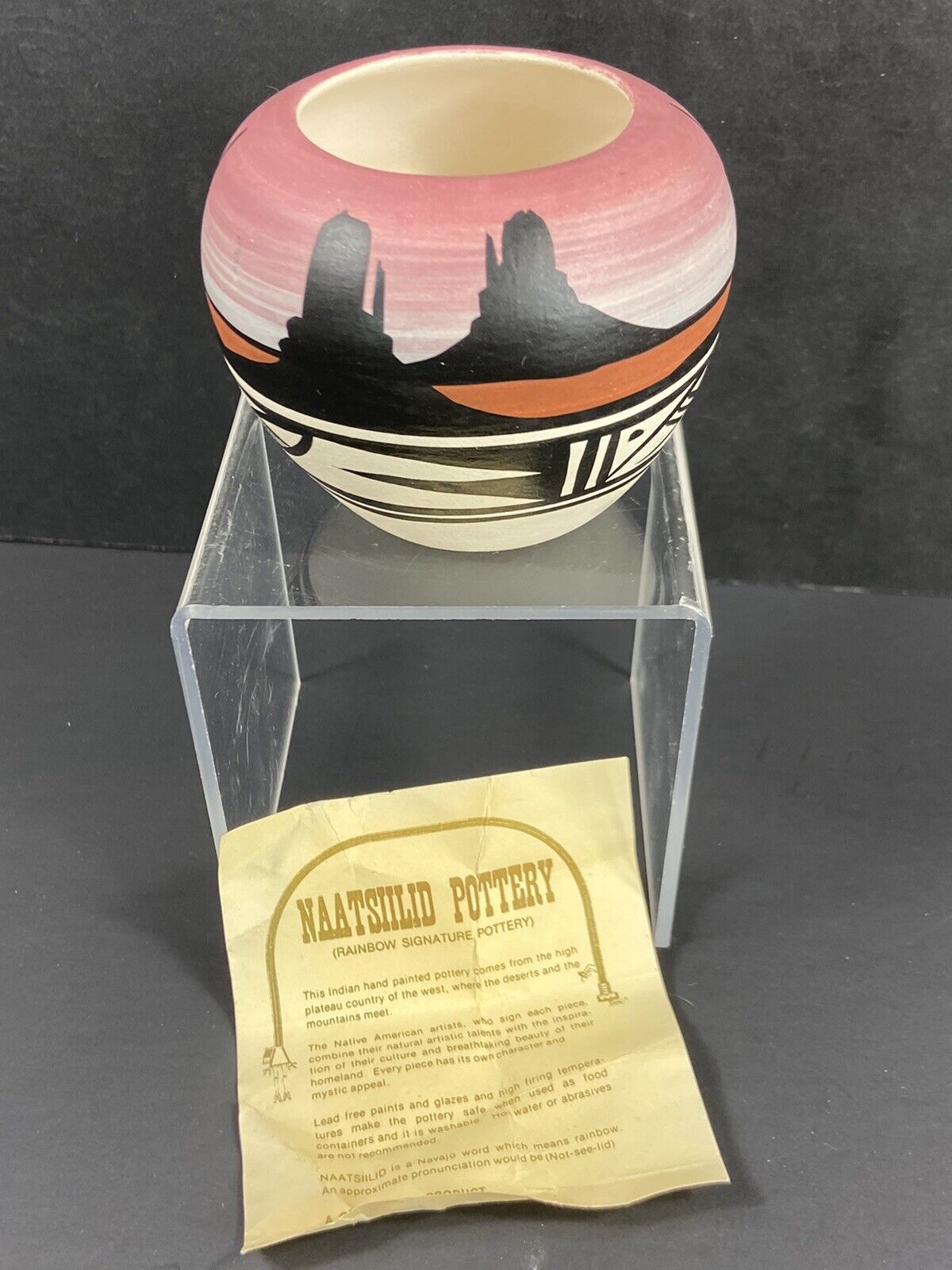 Mini Vase Pot Navajo Naatsilid Pottery Signed Southwest Cedar Mesa