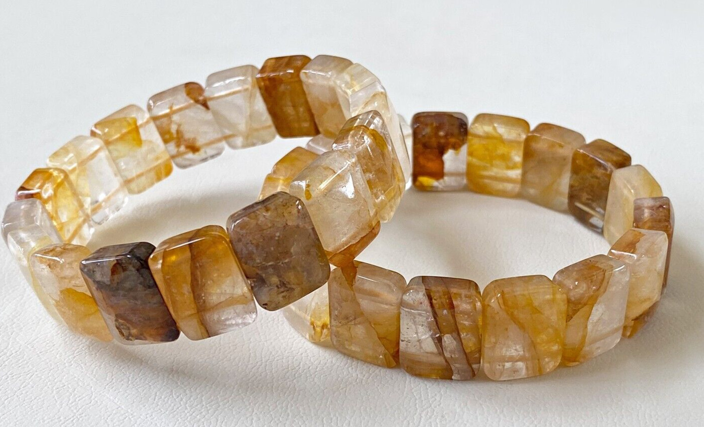 Natural Golden Healer Crystal Healing Stretch Bracelet Bangle