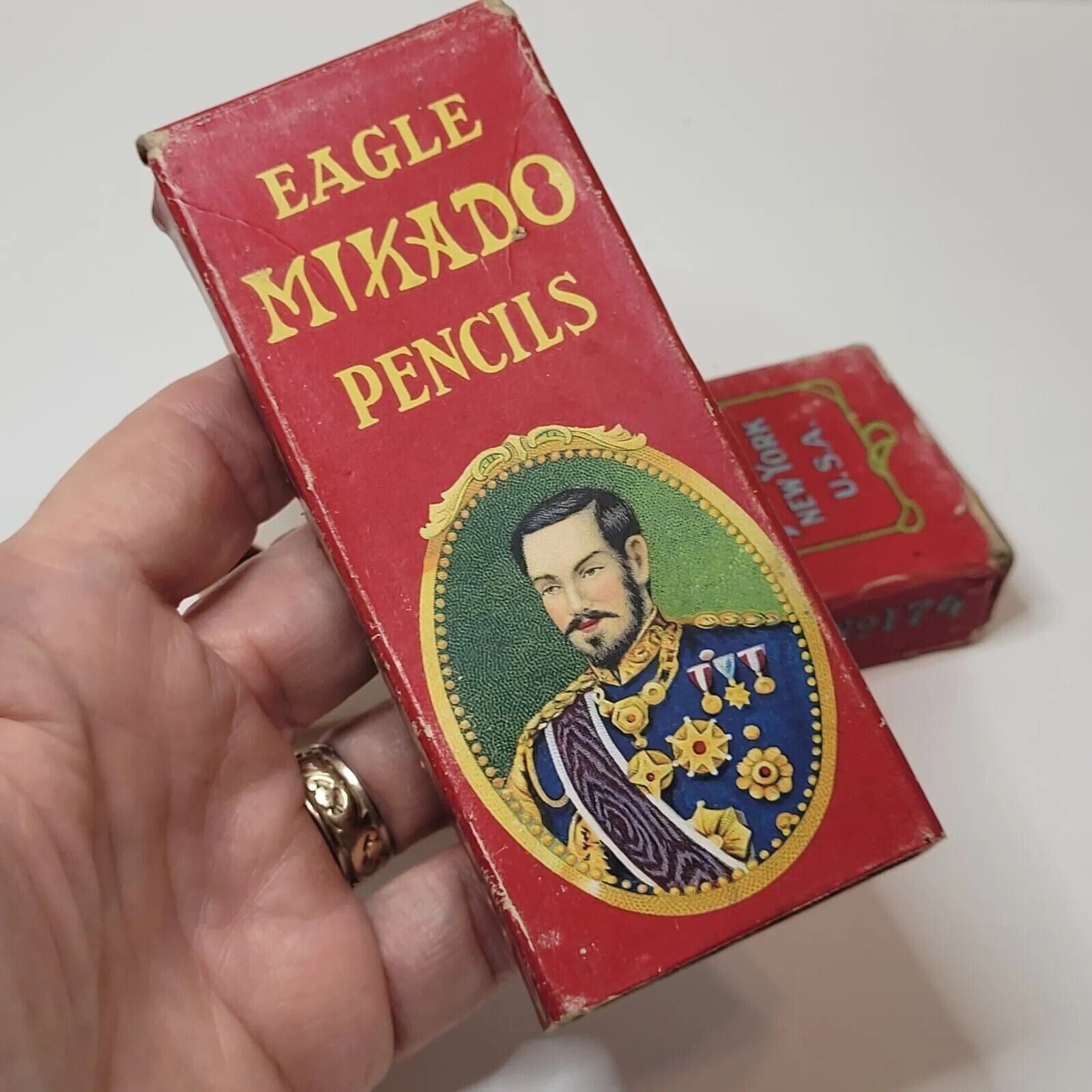 Vtg Eagle Mikado Red Pencil Box #174 Grade 2 Desk Accessory Ephemera BOX ONLY  