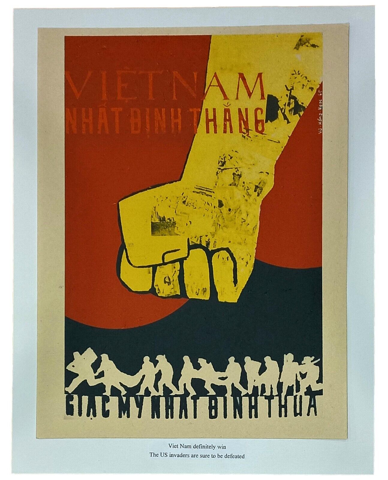 Vintage Vietnam War Poster We Will Definitely Win US Invaders Are Defeated 12x16