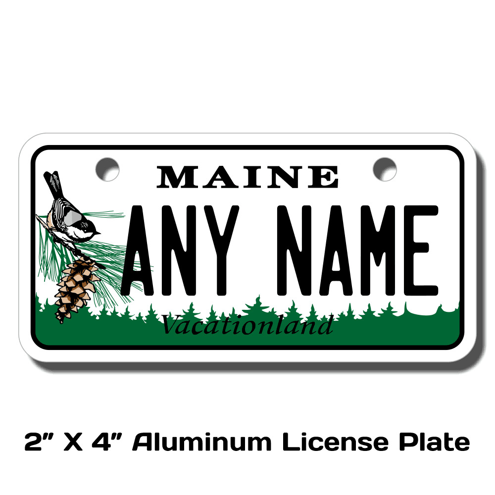 Personalized Maine License Plate for Bicycles, Kid\'s Bikes & Cars Ver 1