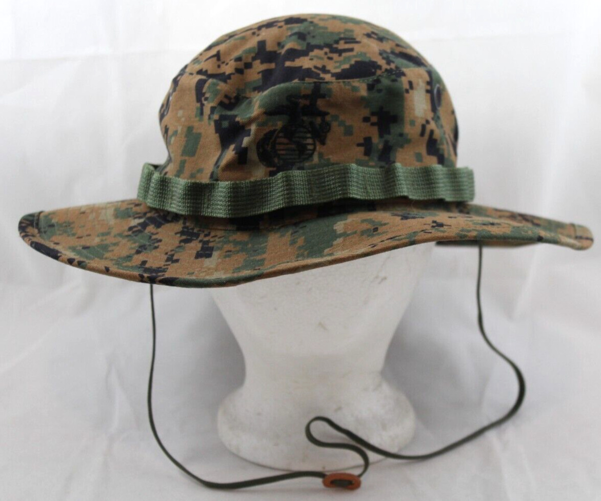 Marine Corps Boonie Hat USMC Digital Woodland Camouflage Large 7 1/2 USA Made