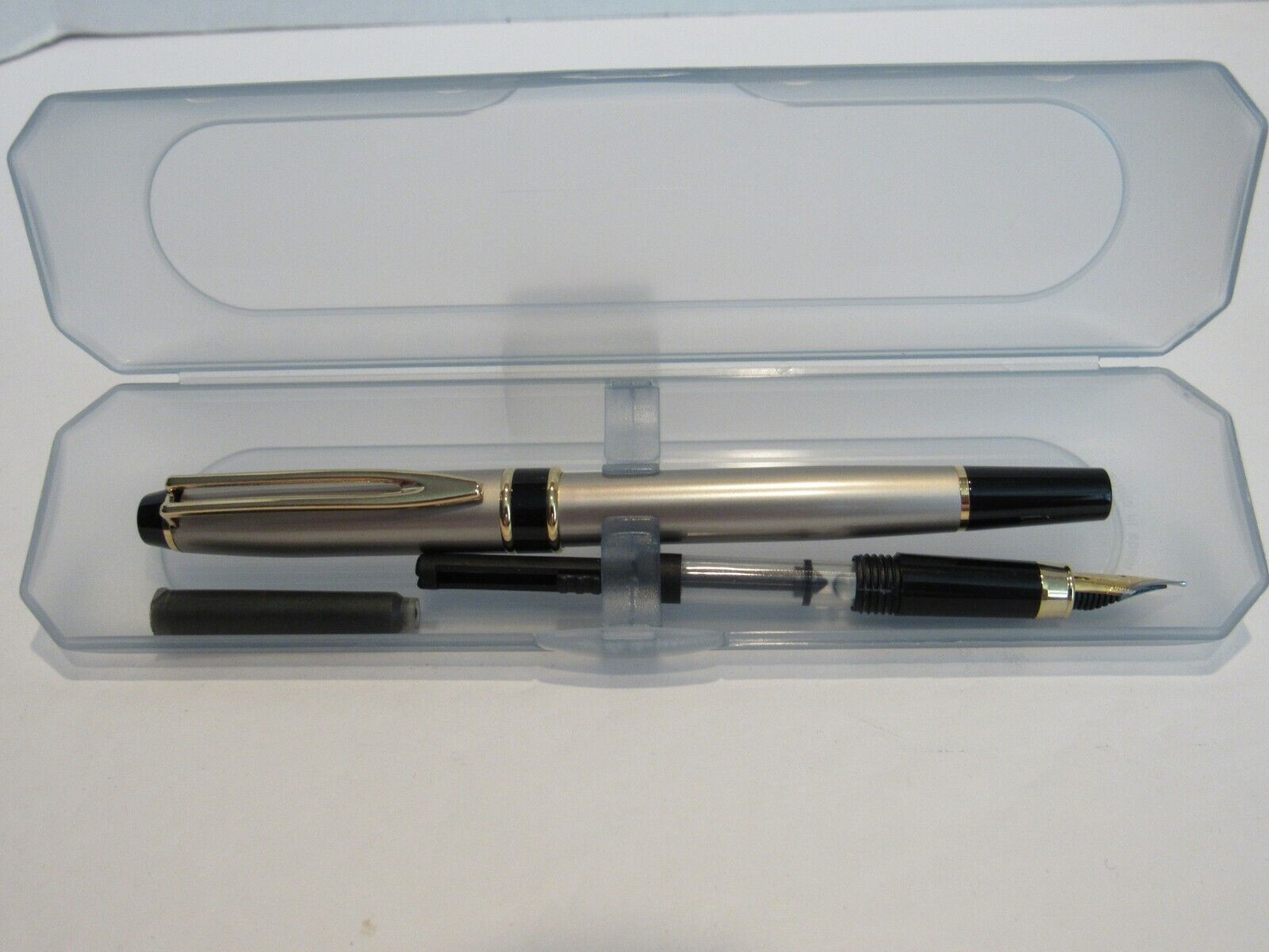 TERZETTI Expert  Metal Silver /GT Trim Fountain Pen/ Rollerball Combo Dual Set
