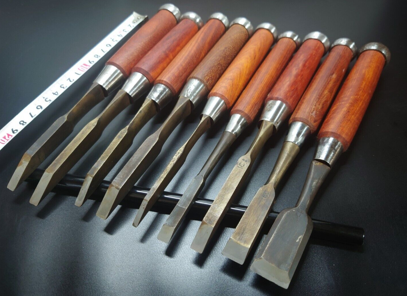 Japanese Chisel Nomi Carpenter Tool Set of 9 Hand Tool made in Japan 9.45″