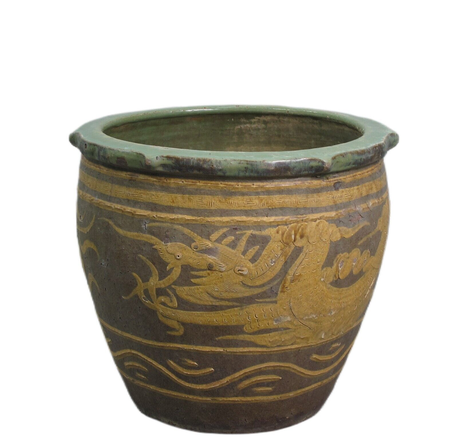 Vintage Brown Dragon Ceramic Planter