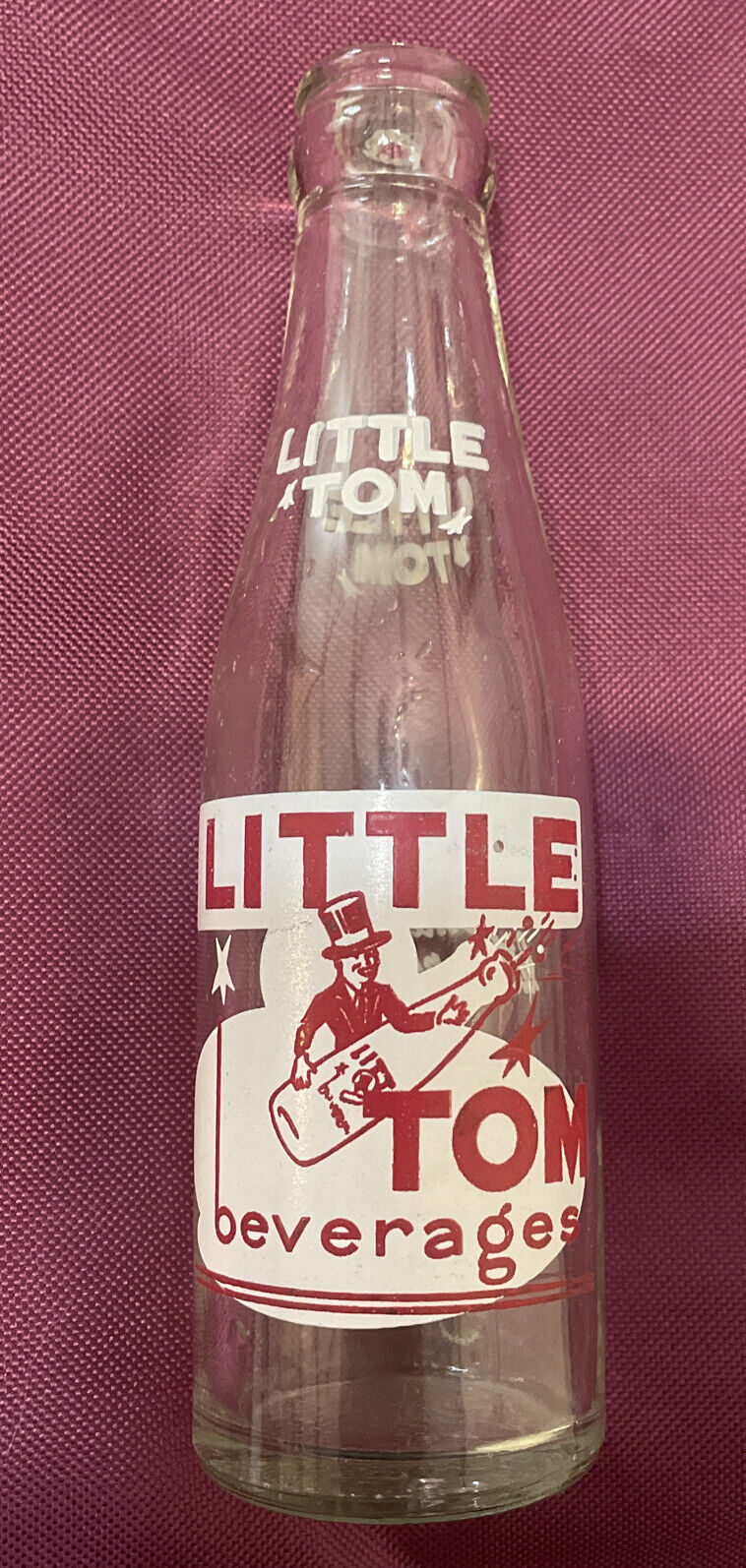VINTAGE Little Tom Beverages 6oz Bottle 1960s Era RED Label (mfr. Cleveland, OH)