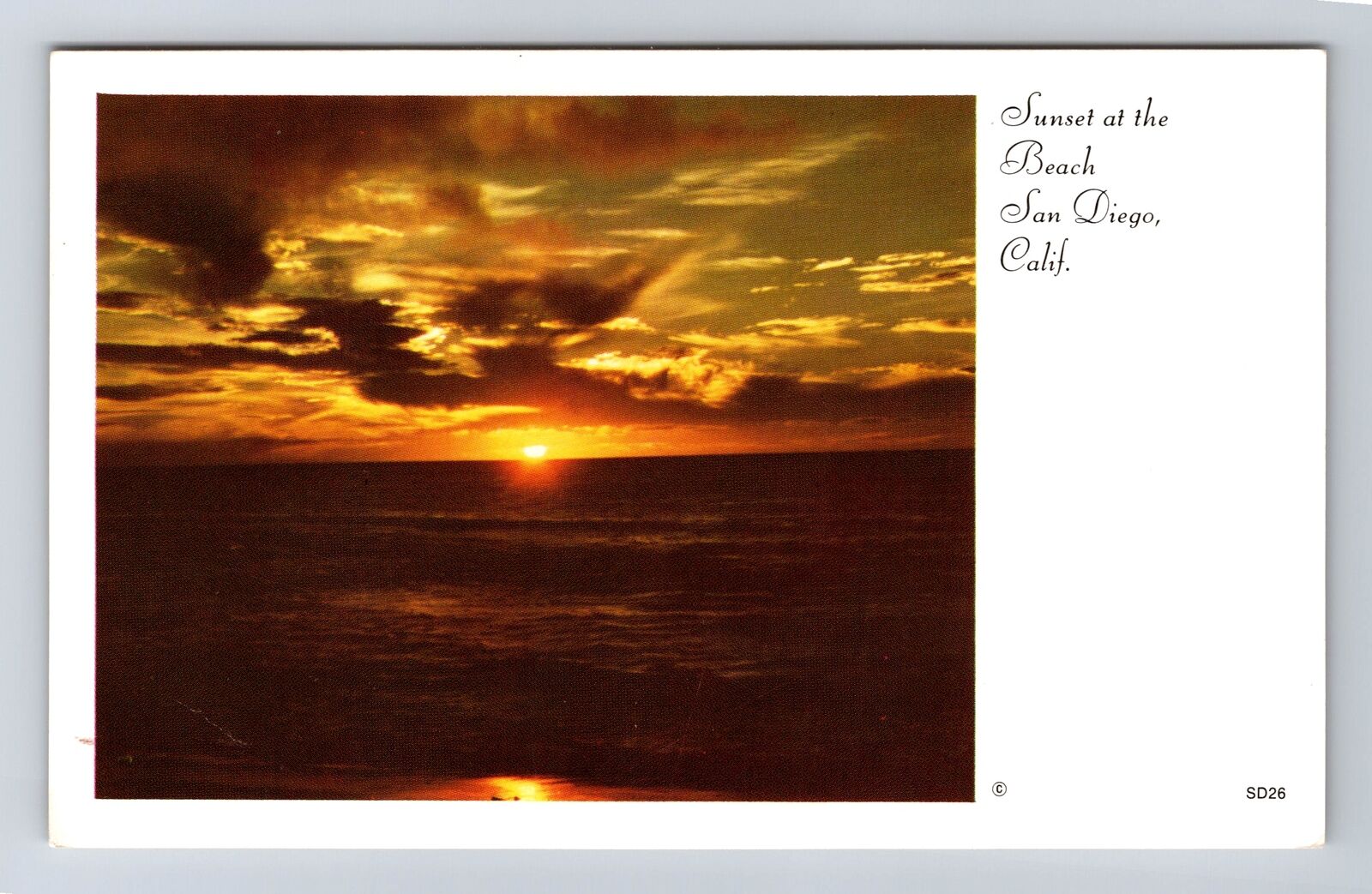 San Diego CA-California, Sunset At The Beach, Antique, Vintage Postcard