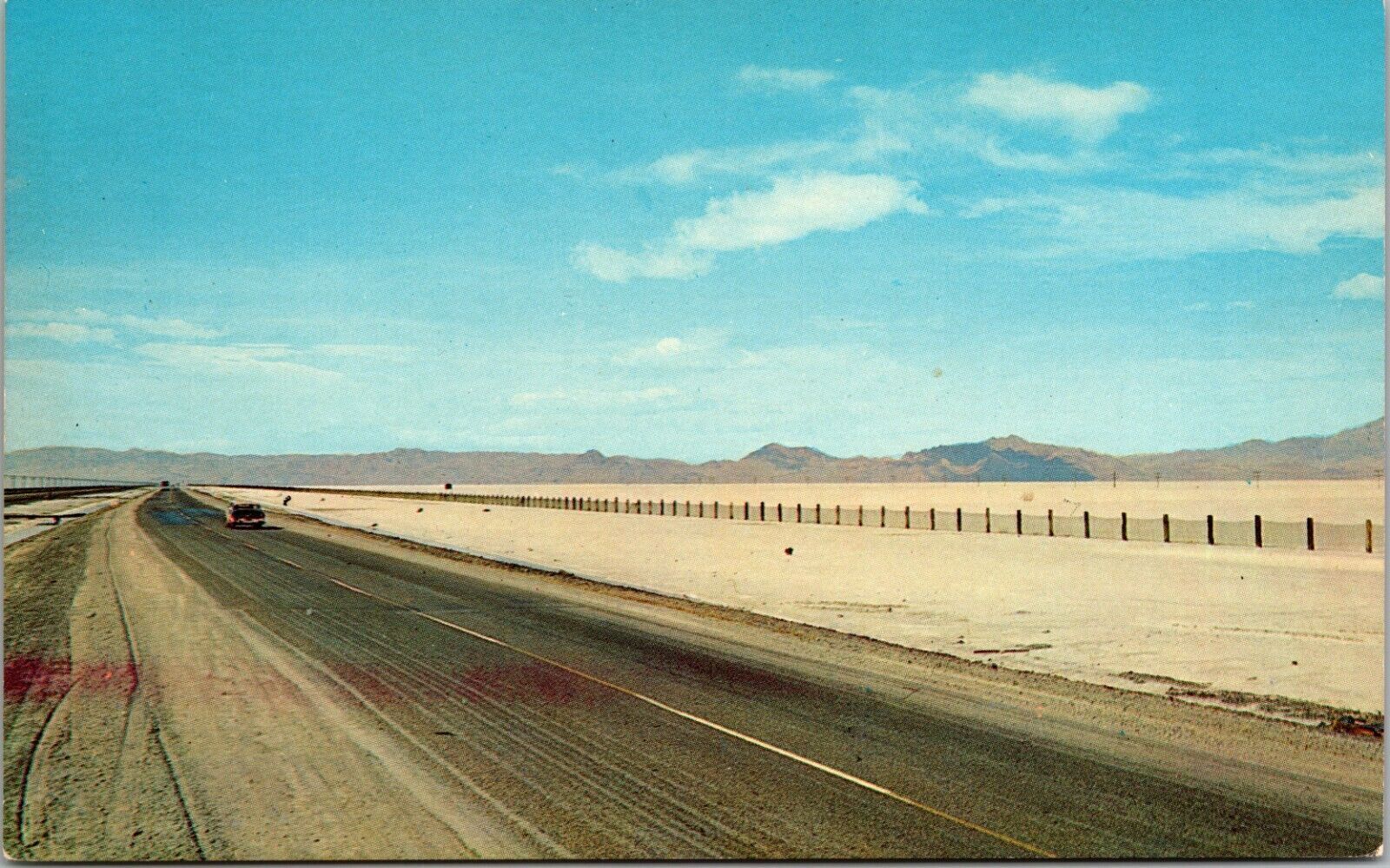 Bonneville Salt Flats Highway 40 and 50 crosses Utah Postcard
