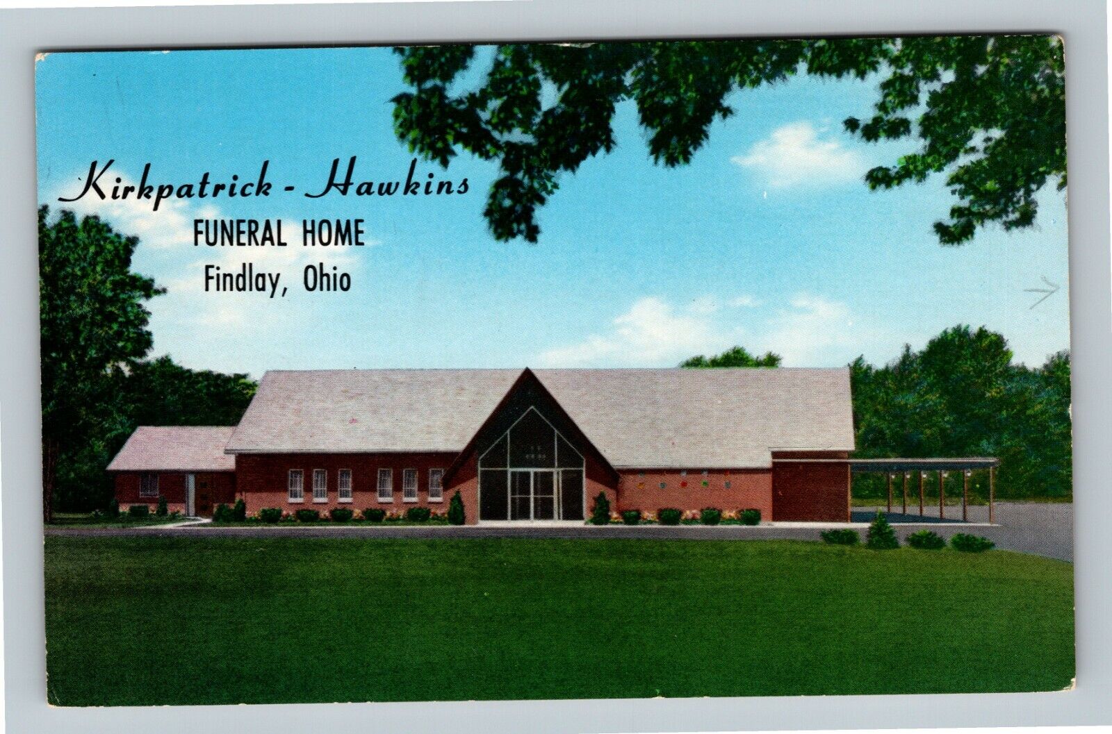 Findlay OH-Ohio, Kirkpatrick-Hawkins Funeral Home c1970 Vintage Postcard
