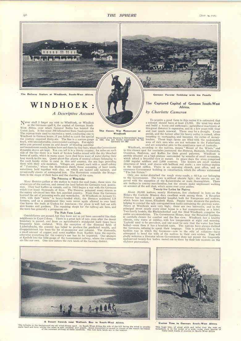1915 Windhoek A Descriptive Account By Charlotte Cameron