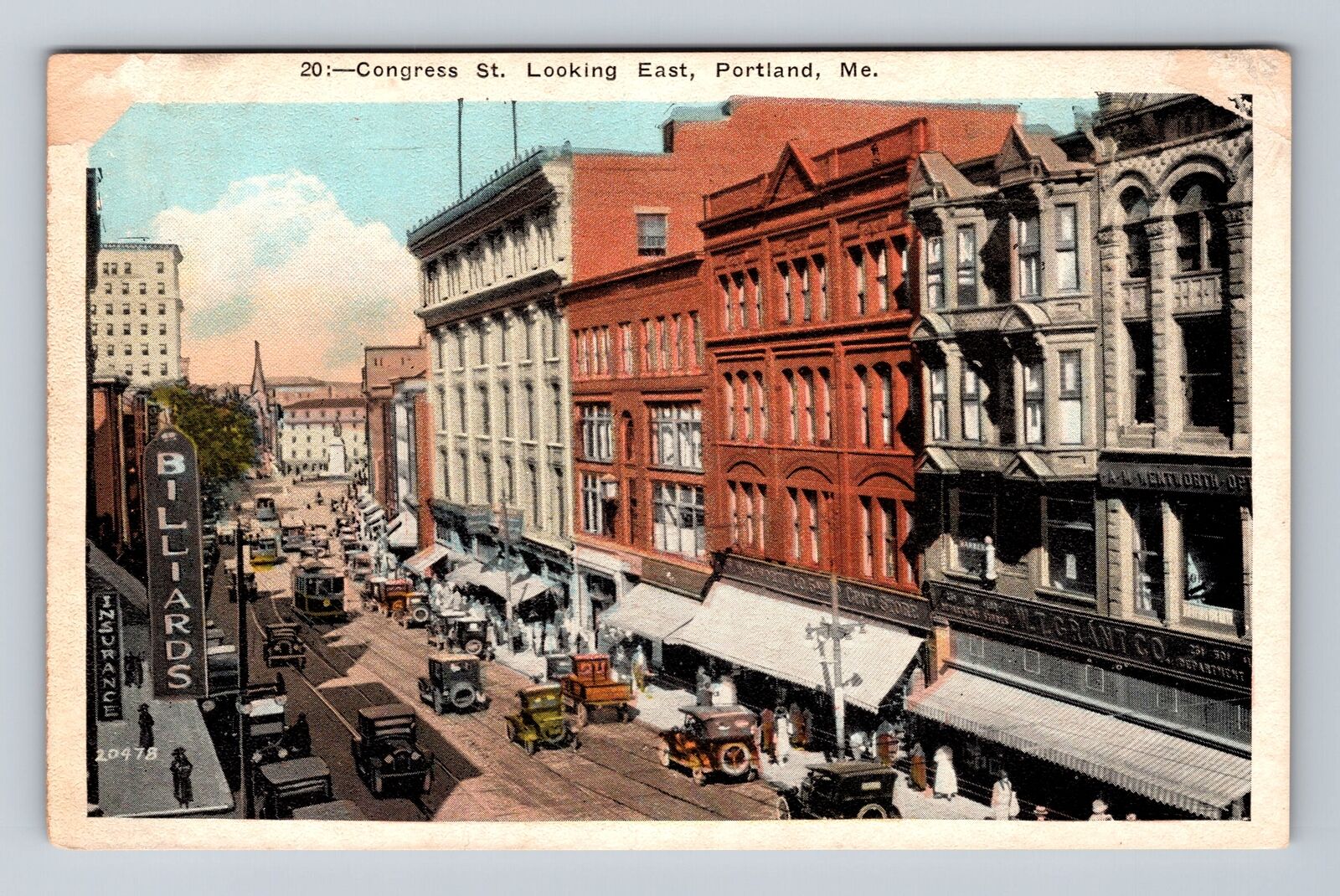 Portland ME-Maine, Scenic View Congress Street Looking East Vintage Postcard