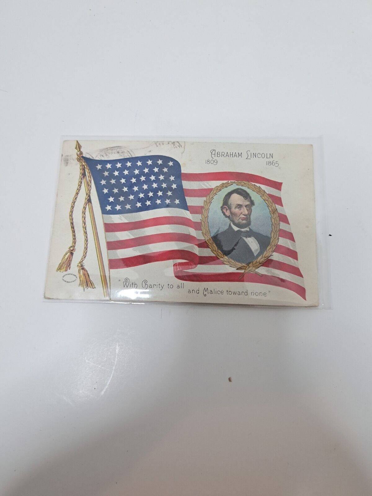 1909 Postcard Lincoln Abraham Flag Patriotic American Embossed 1809-1865 Bien Co
