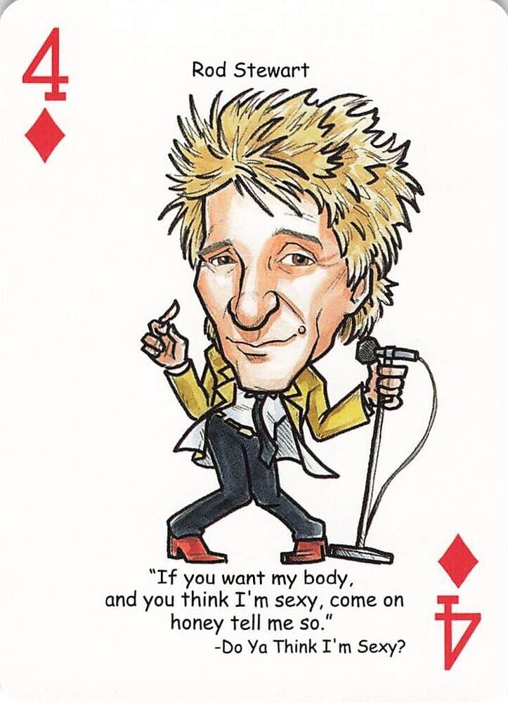 Rod Stewart 4 of Diamonds Rock N Roll Music Legends Playing Card
