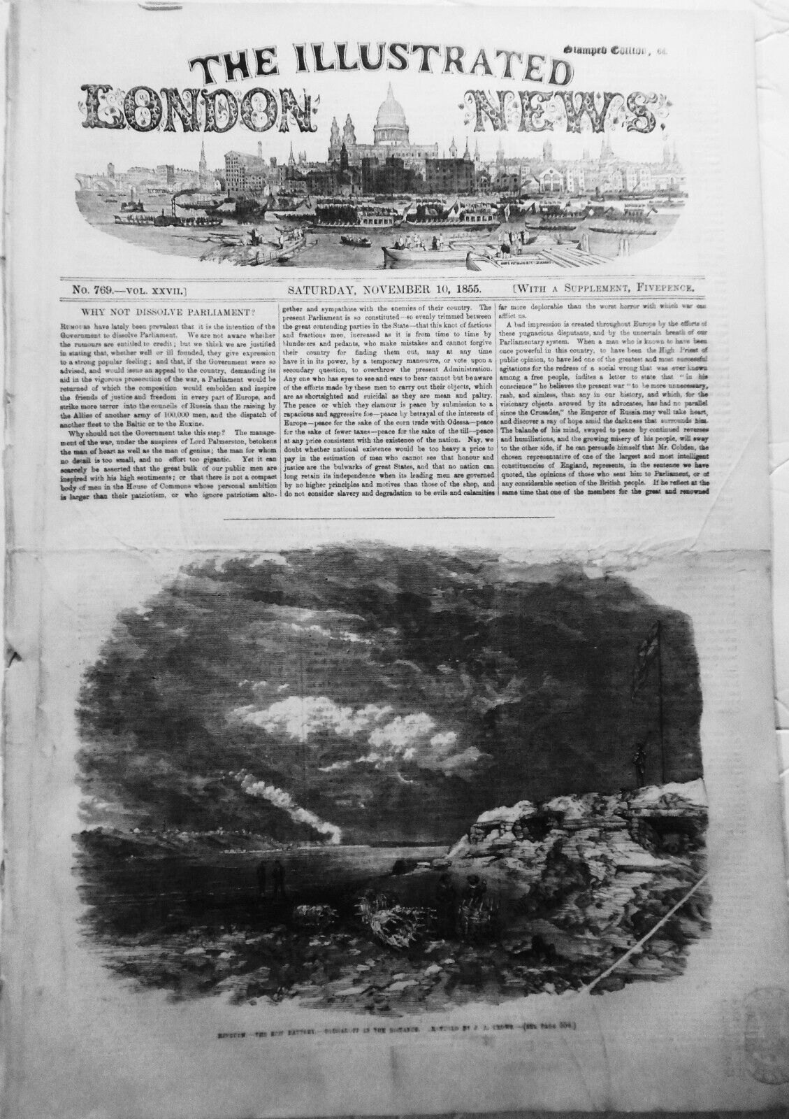 Illustrated London News November 10, 1855 - Bombardment & capture of Kinburn etc