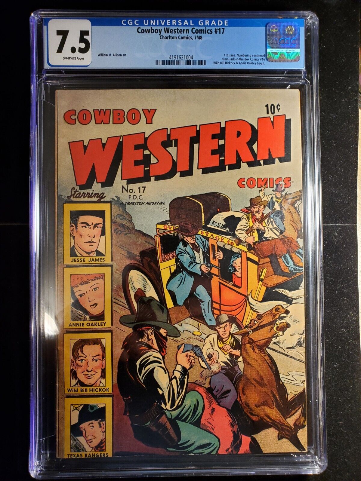 Cowboy Western Comics 17 CGC 7.5, 1st issue of title, Charlton Comics 1948