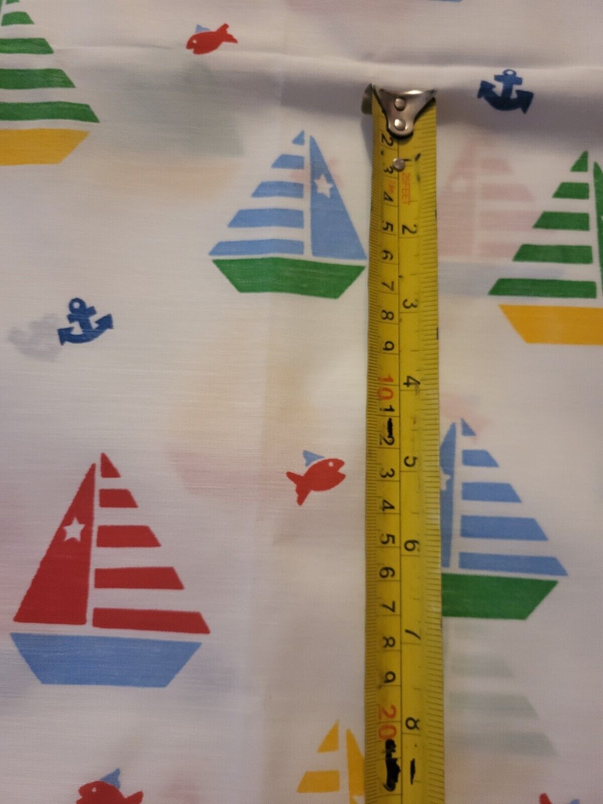 Funky retro vintage sailboats primary colors odd texture fabric material sewing