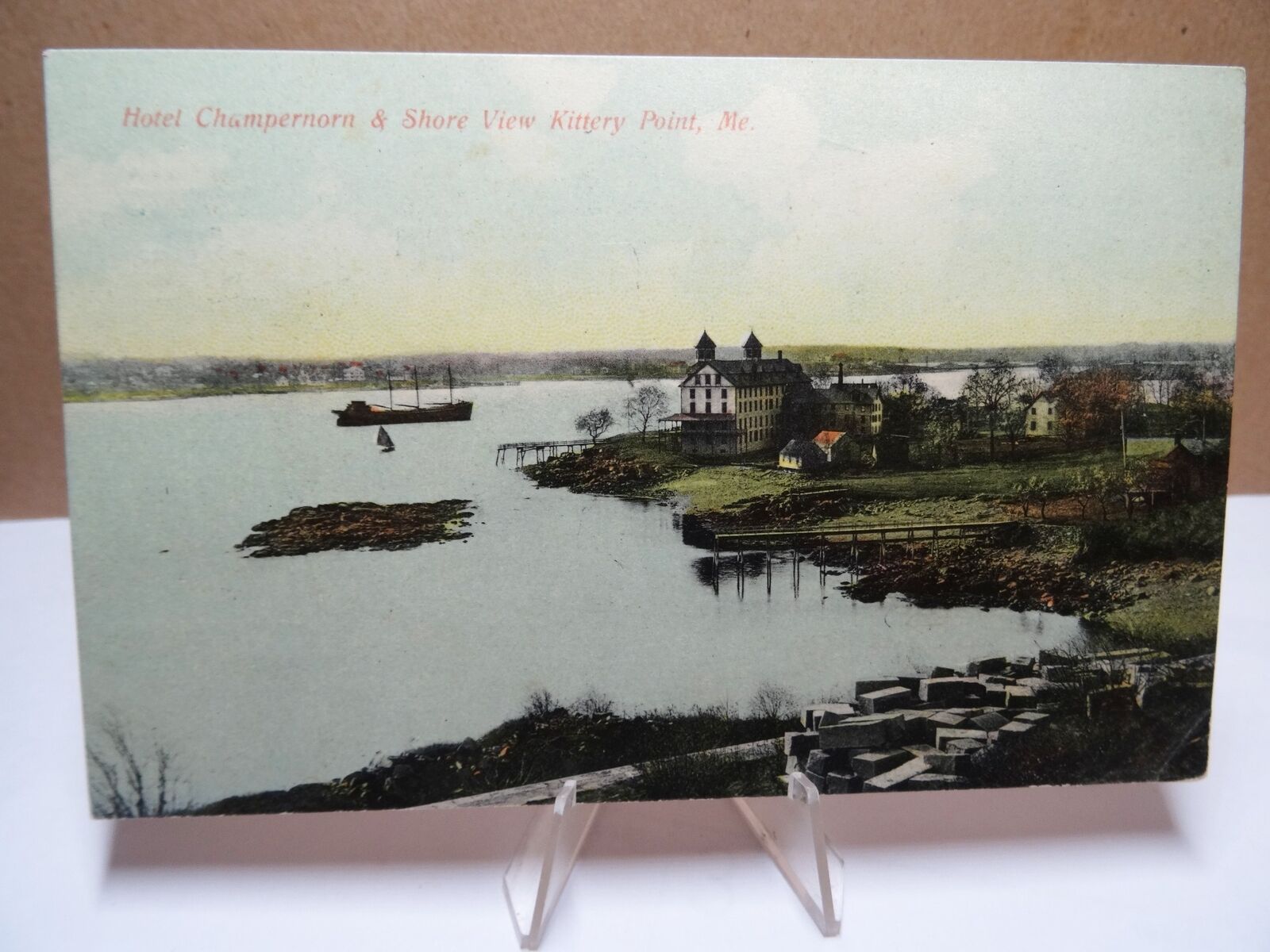 Hotel Champernowne and Shore View, Kittery Point ME Postcard 1908