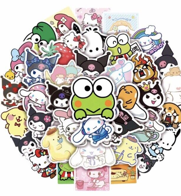 Random Kawaii Sanrio Hello Kitty Keroppi Melody PVC Stationery Sticker 10pc