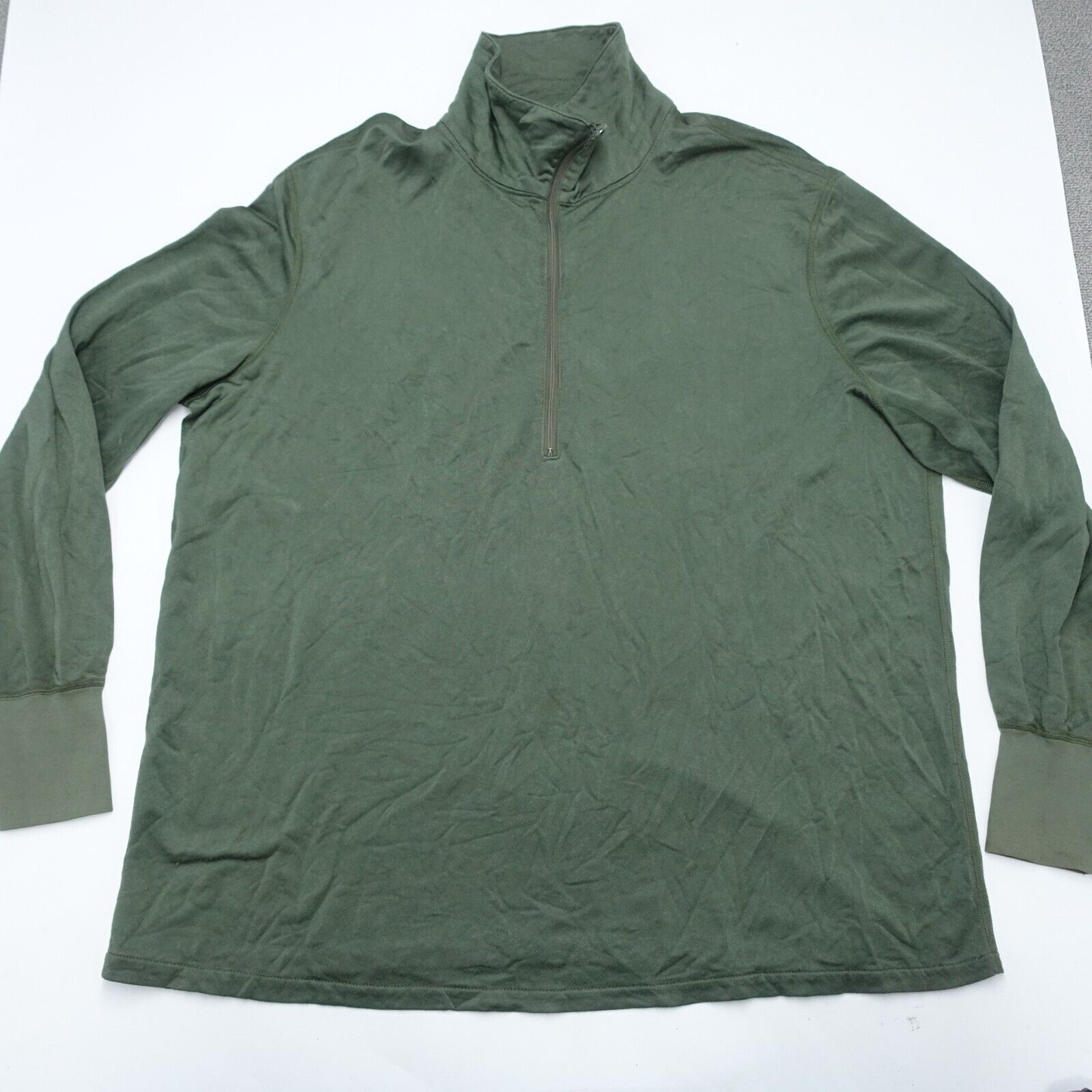Sleeping Shirt Men's XL Green XL Mock Neck Long Sleeve 3/4 Zip Classic Pullover