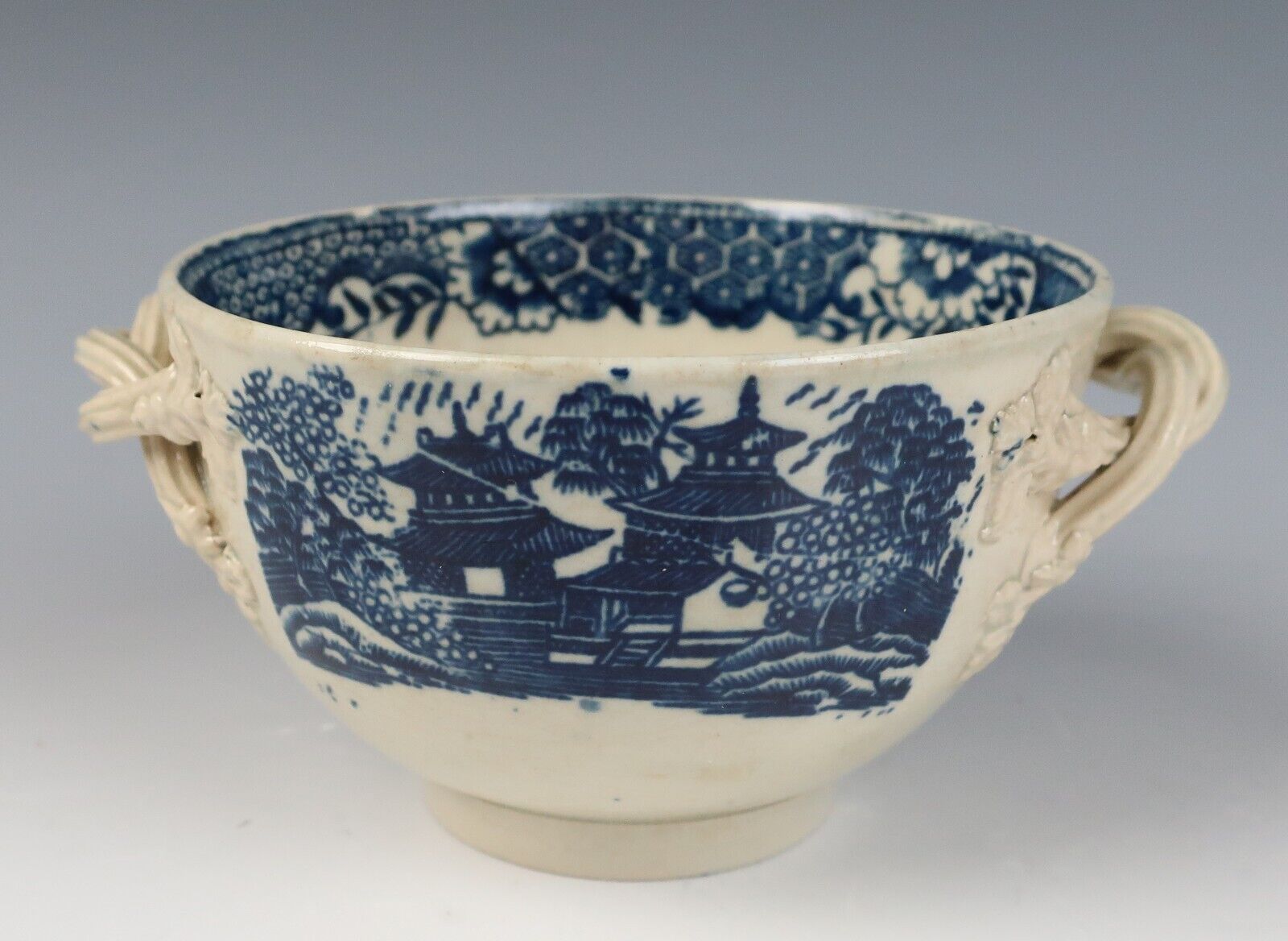 Early English Leeds Pearlware 2 Handle Sugar Bowl Antique Blue & White Porcelain