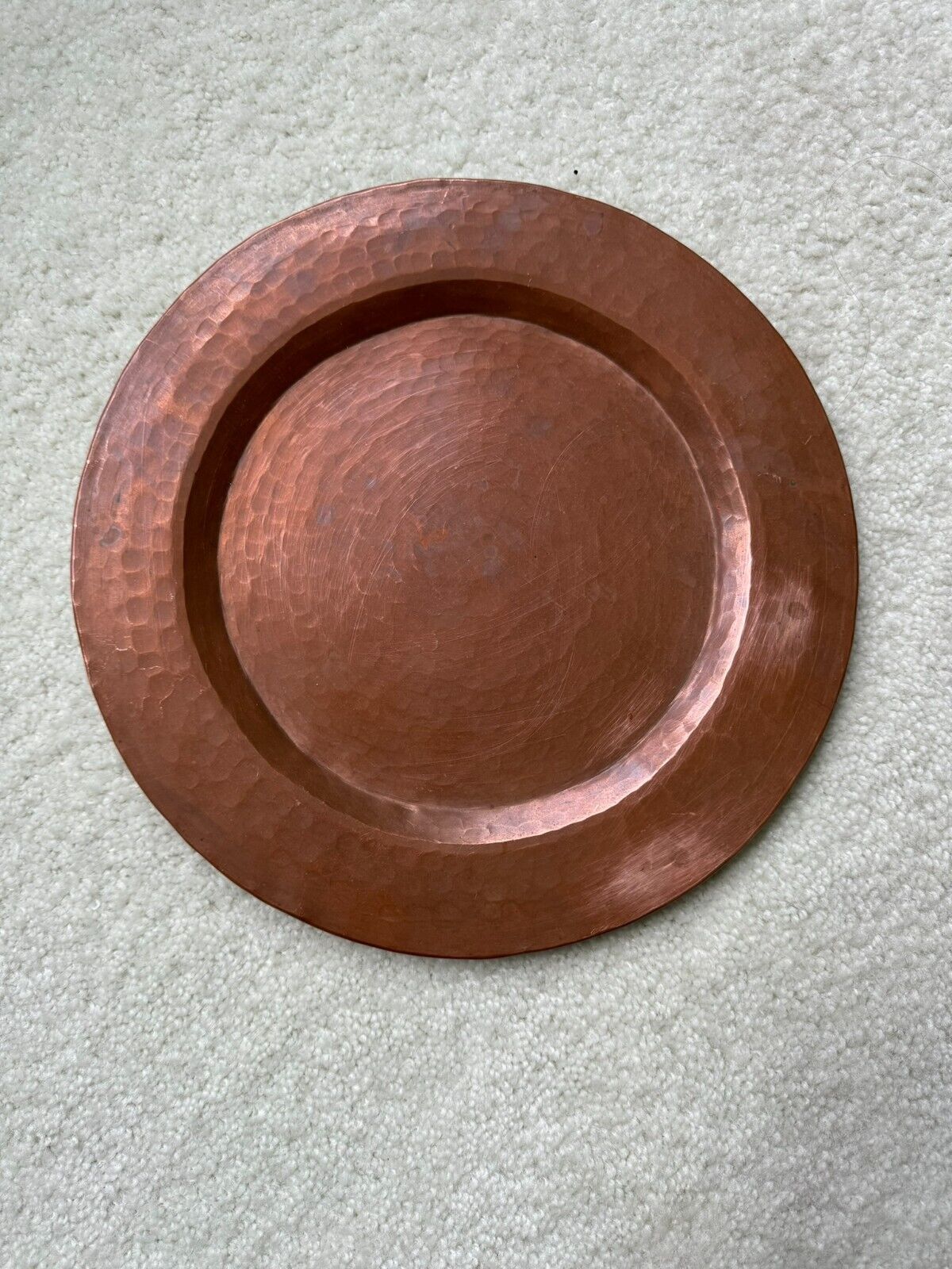 Vintage 1950s Hammered Copper plate Serving Tray Dish Low Bowl Platter 12\
