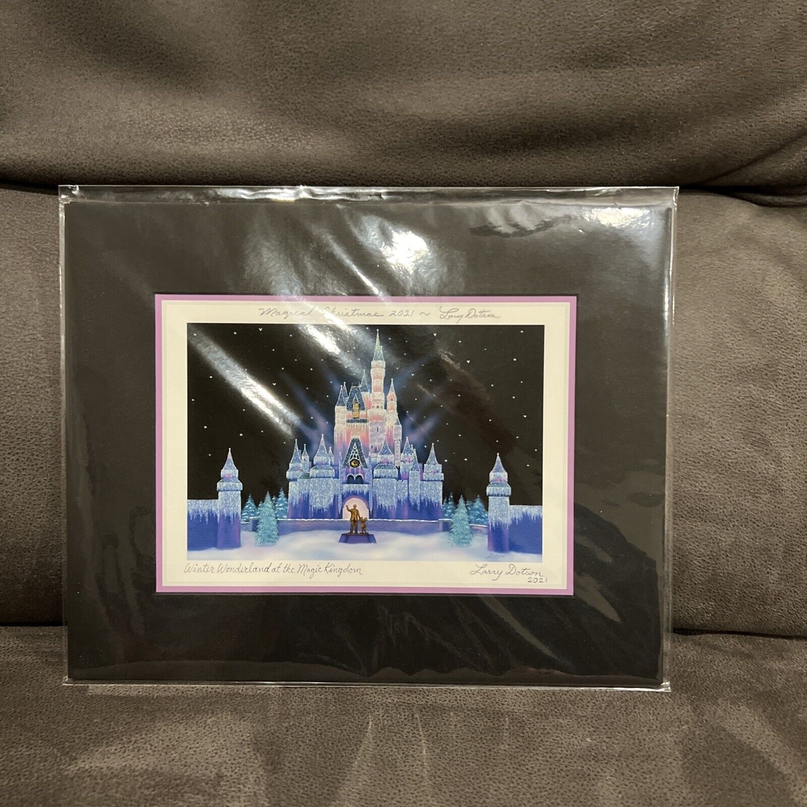 Disney Lithograph - Larry Dotson - Winter Wonderland At The Magic Kingdom 