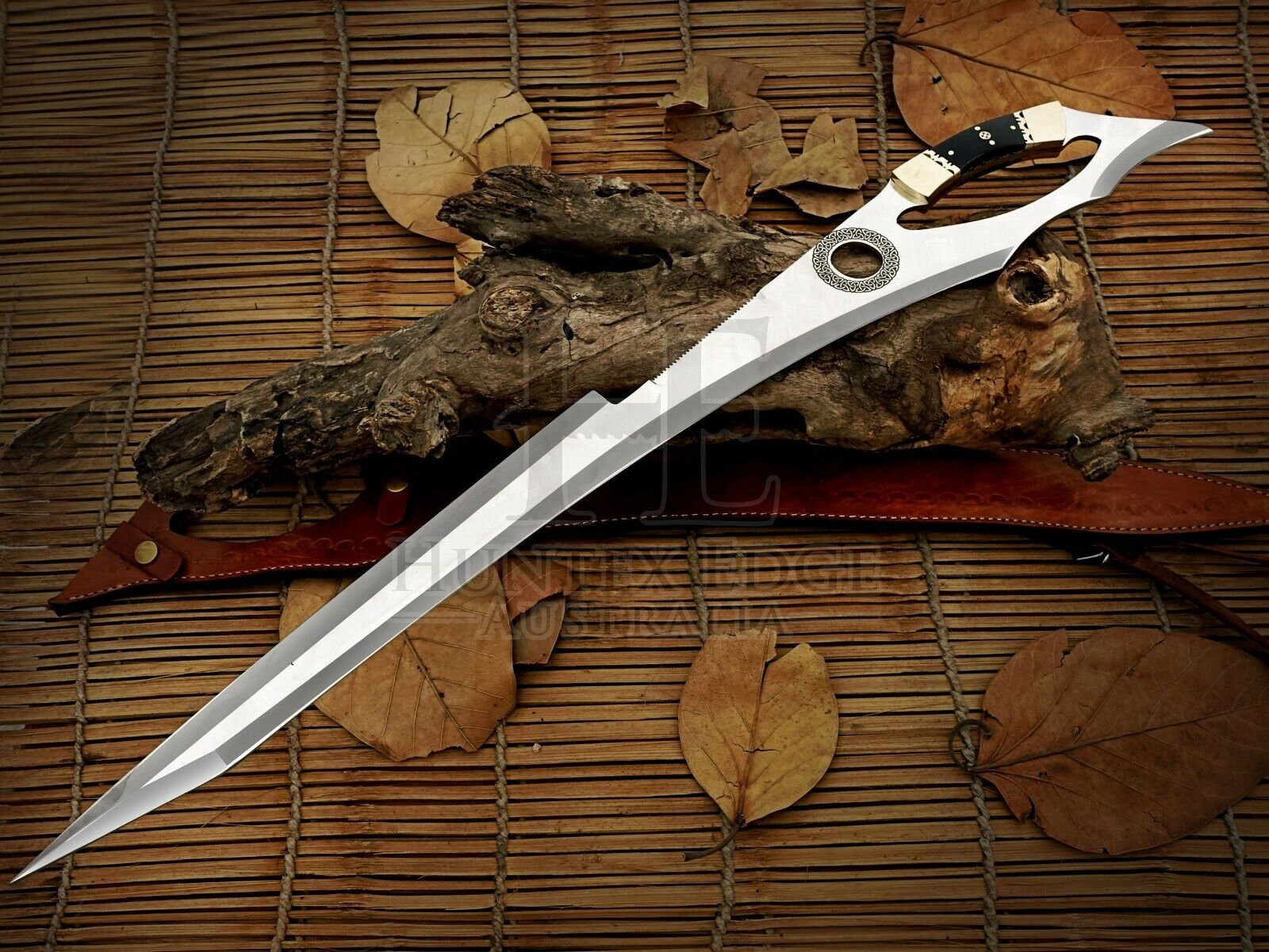 HUNTEX Custom Handmade 1095 Steel Blade, 71 cm Long, Celtic Knot Viking Sword
