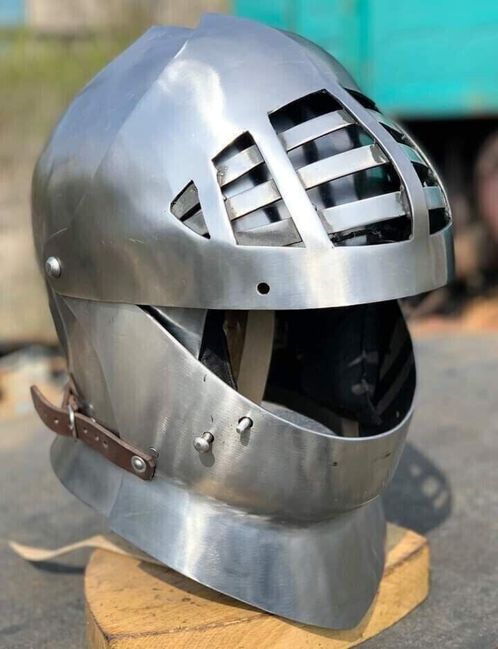 18 Gauge Steel Antique Medieval Fighting Grand Armet Close Helmet Handmade Gift
