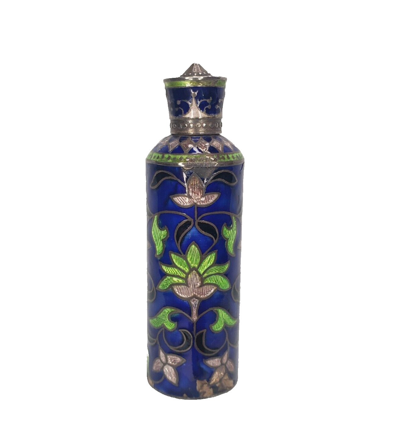 Antique Vintage Enamel Cloisonne Floral Perfume Bottle Collector 4\