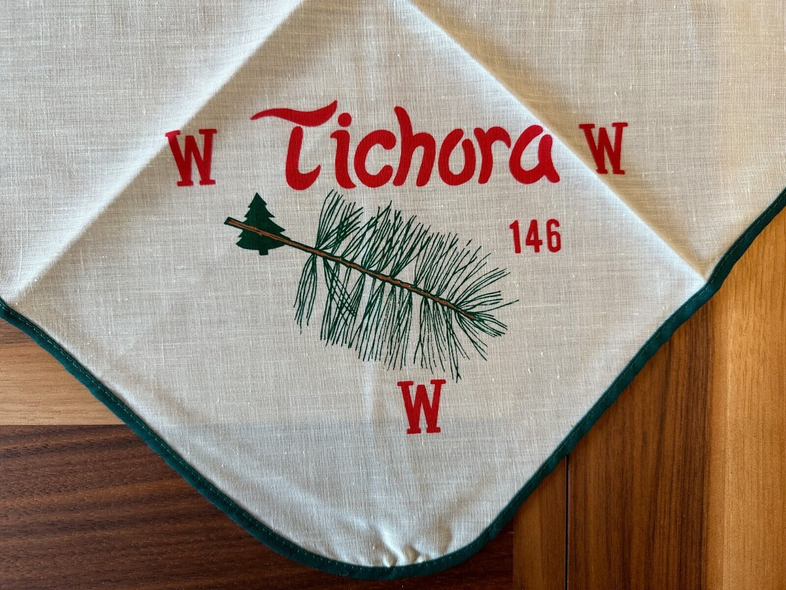 Vintage Lt Brown Twig Tichora Lodge 146 Neckerchief Four Lakes Council OA WI